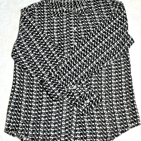 Sheer Elephants black and white blouse new w/out tags , Elephant blouse see thru - Picture 3 of 11